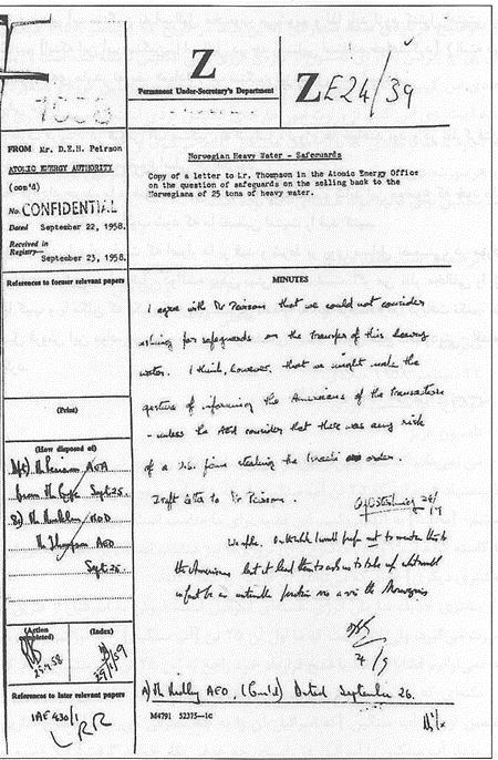 Some document about British nuclear aid to Israel